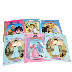 6 Golden Book Disney Movie PaperDolls: Snow White/Pocahontas/Mermaid+ Complete